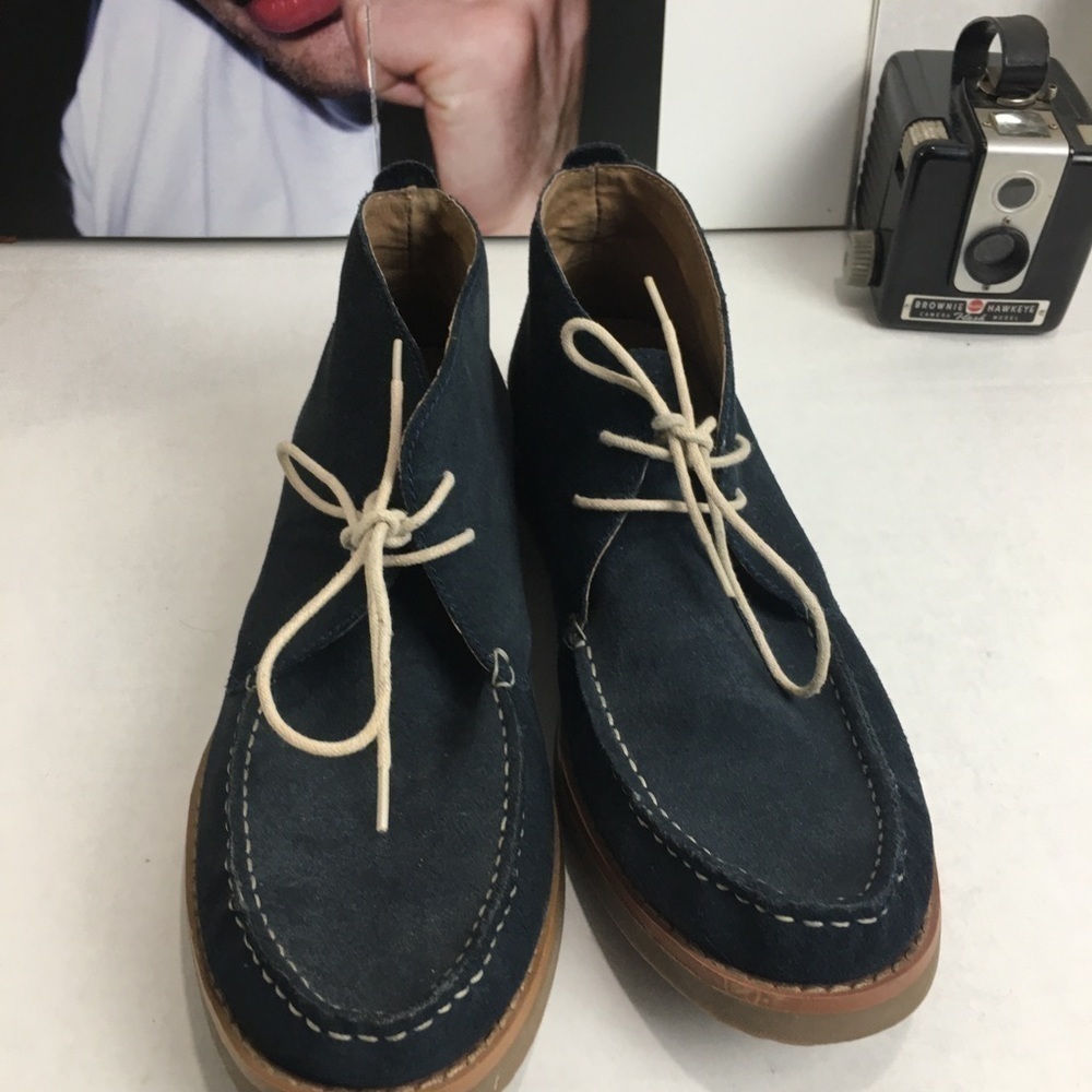 Joseph Abboud Navy Suede Moc Toe Chukka Boots Mens 8.5 - Picture 4 of 8